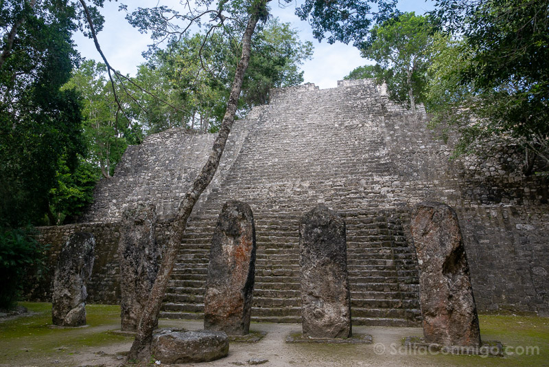 Calakmul Piramide Maya Estelas