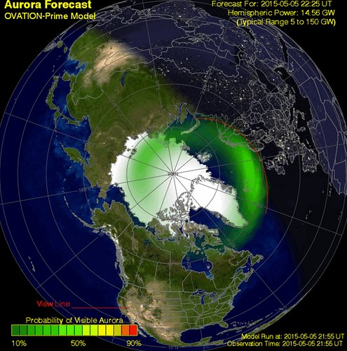 Mapa de auroras boreales