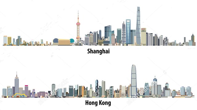 Skylines de Shanghai y Hong Kong