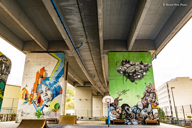 Murales bajo la A8 en Zorroza - Bilbao, por El Guisante Verde Project