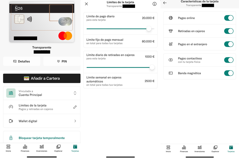 Cómo funciona N26 - Tarjetas