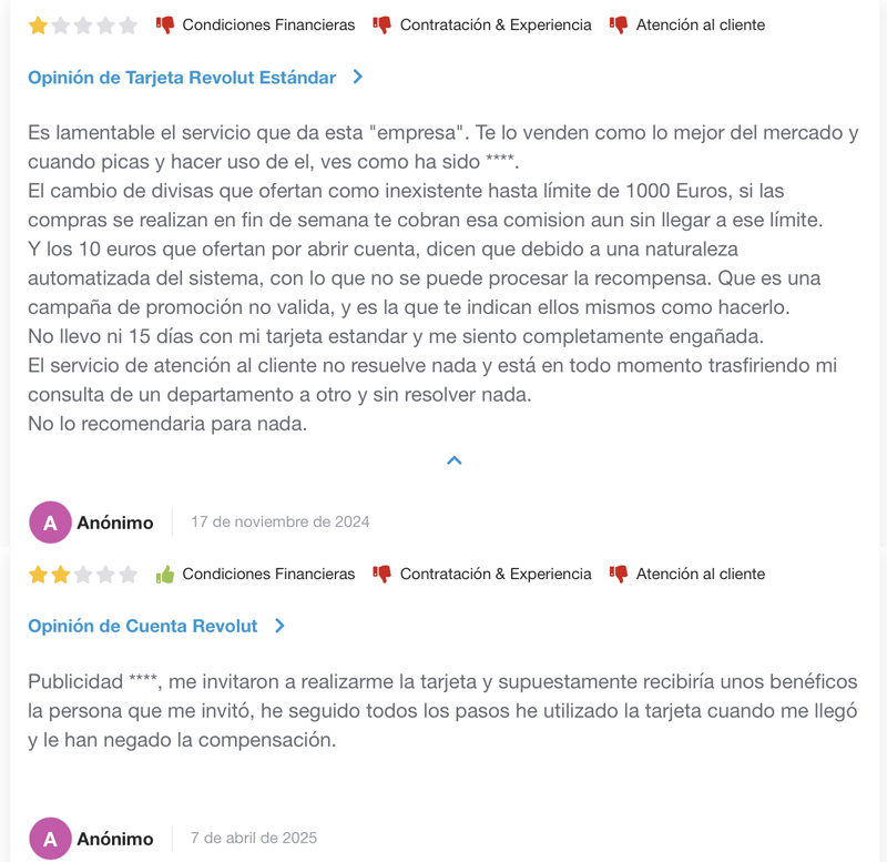 opiniones negativas Revolut