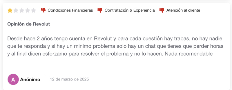 atención al cliente Revolut reseña