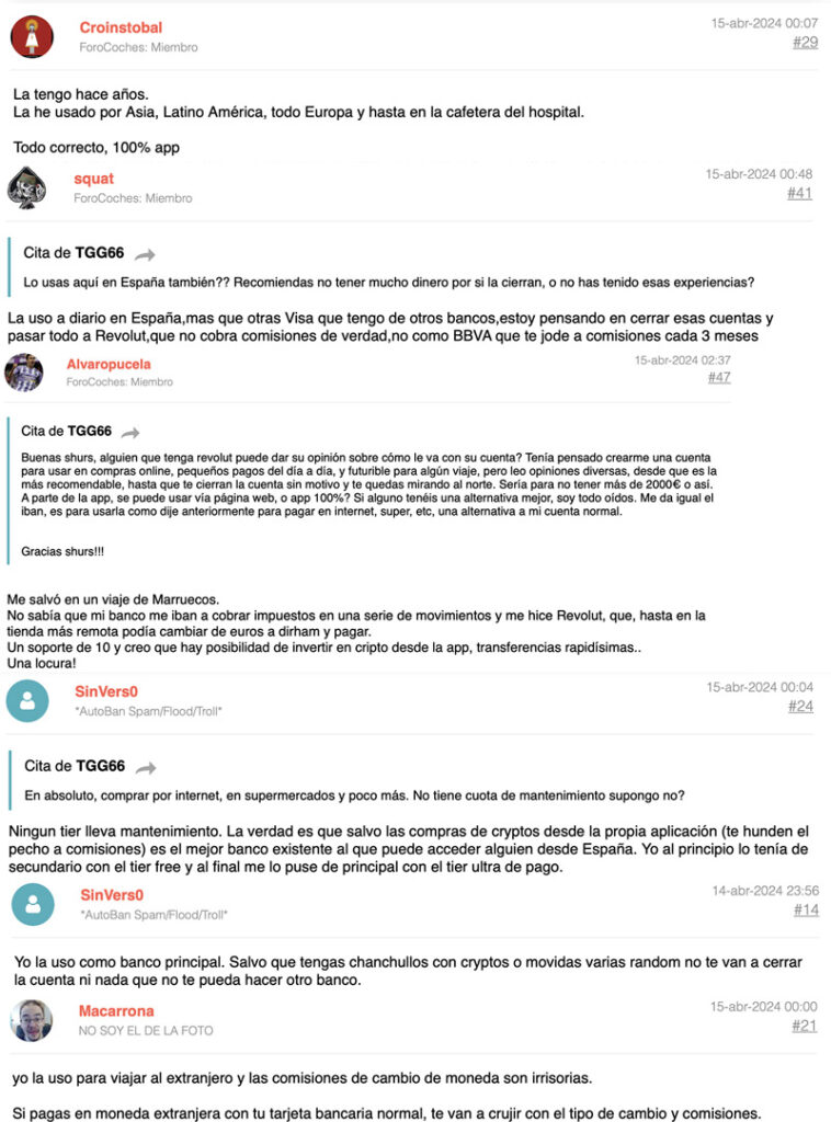 Opiniones Forocoches Revolut positivas