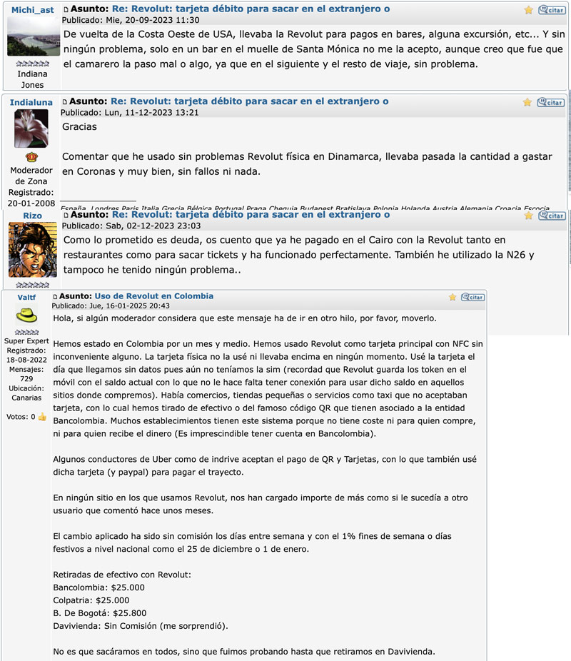 Opiniones cuenta Revolut foro LosViajeros