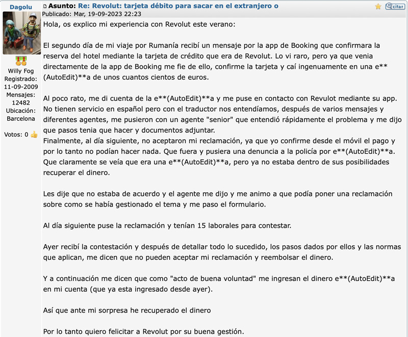 Opinión atención al cliente Revolut