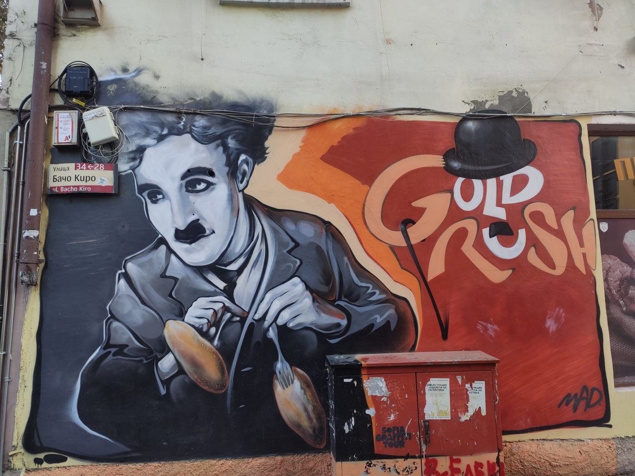 mural de Chaplin en pared