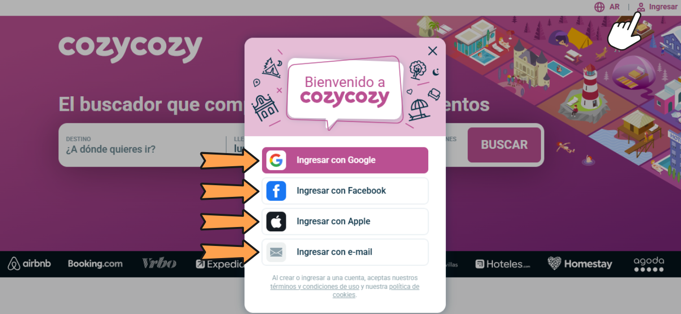 Primer paso: Registrarse en cozycozy.com