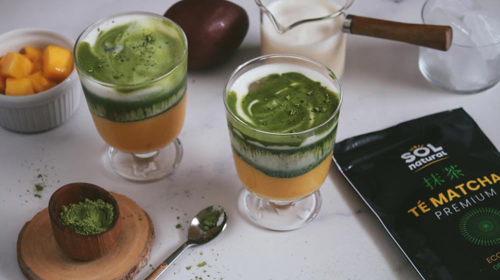 receta Mango matcha latte