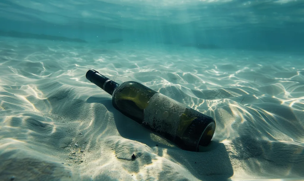 Botella bajo el mar. Por Por Nadin Faust/ generado por IA