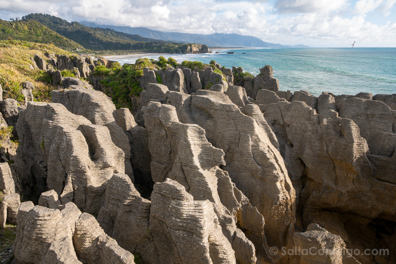 Pancake Rocks Punakaiki Atardecer Nueva Zelanda