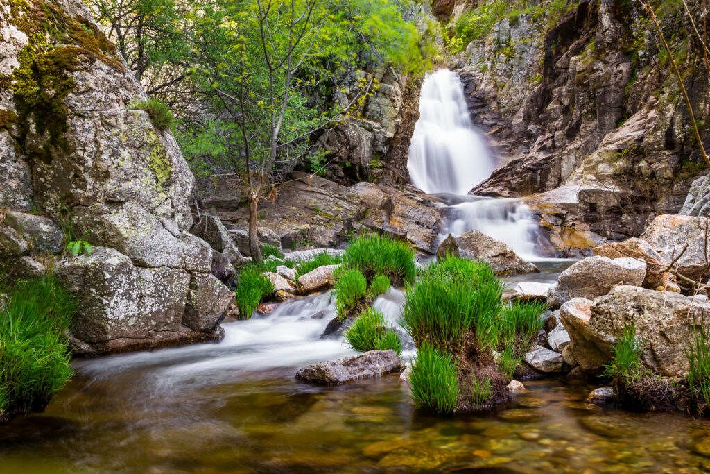 Cascada del Purgatorio" cerca de Rascafria, en el Parque Nacional de la Sierra de Guadarrama, Madrid.