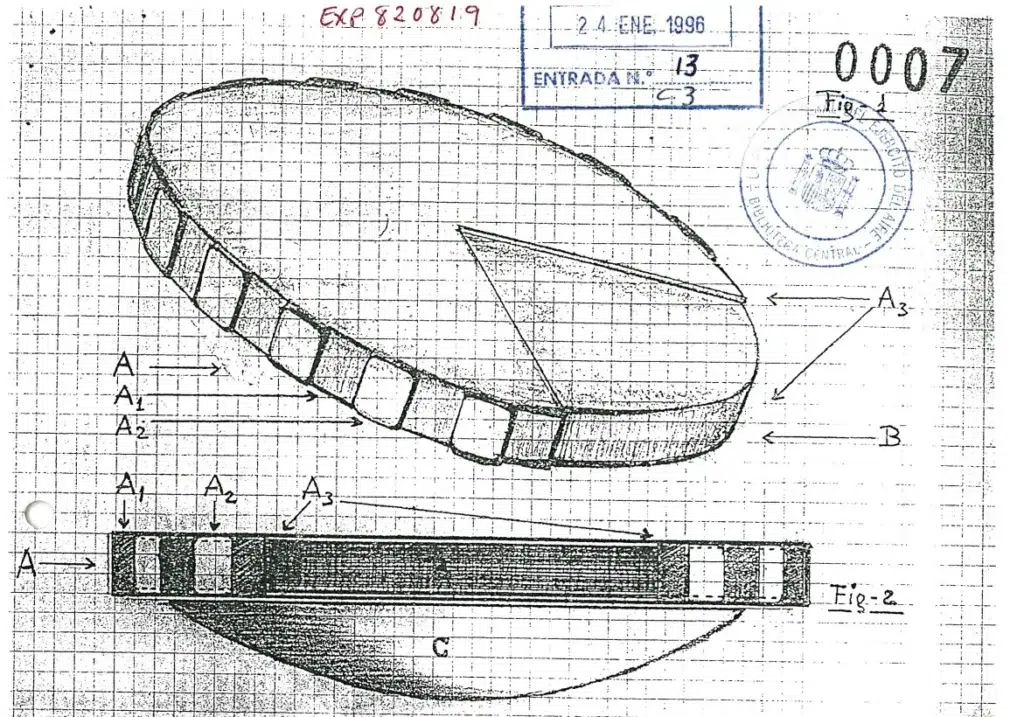 Dibujo del ovni avistado por un vecino en Blanes. Por Expedientes OVNI del Ministerio de Defensa