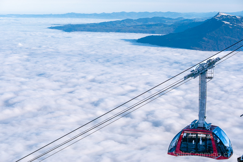 Monte Pilatus Suiza Dragon Ride Cabina Mar Nubes