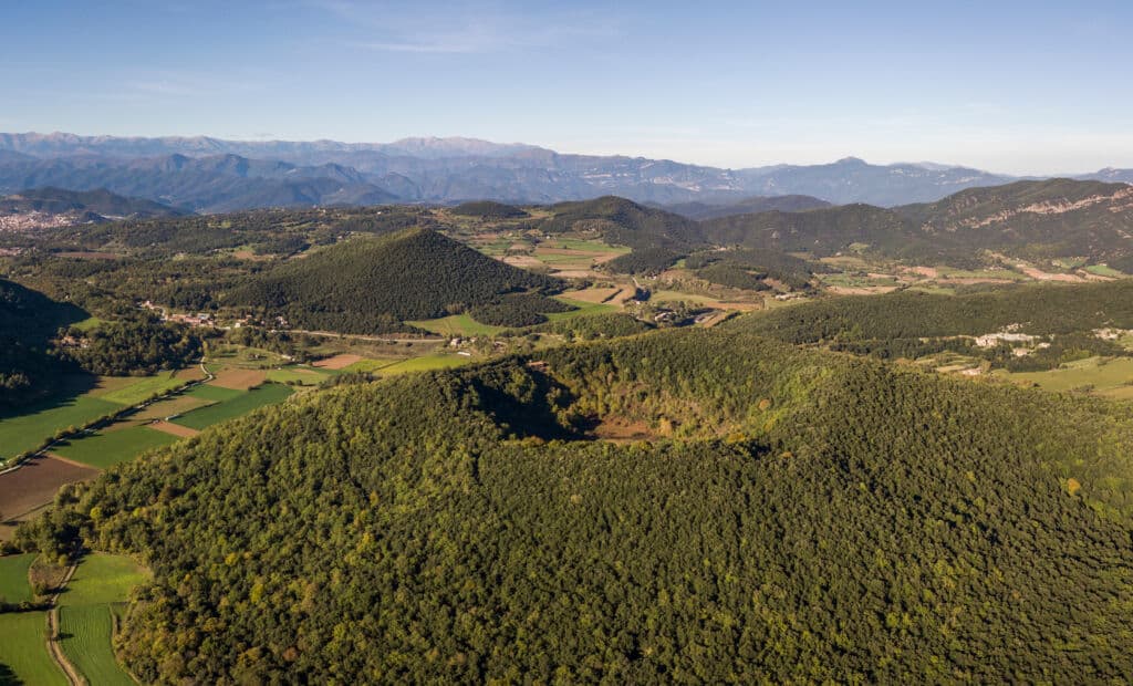 Vista aérea de la zona volcánica de La Garrotxa (Girona).