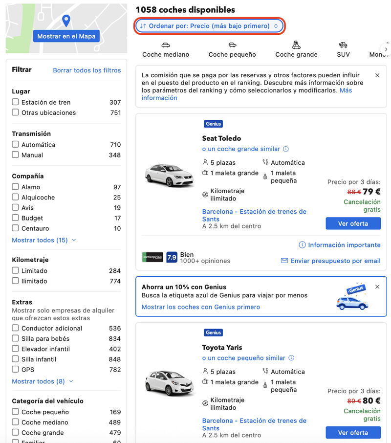 ordena por precio