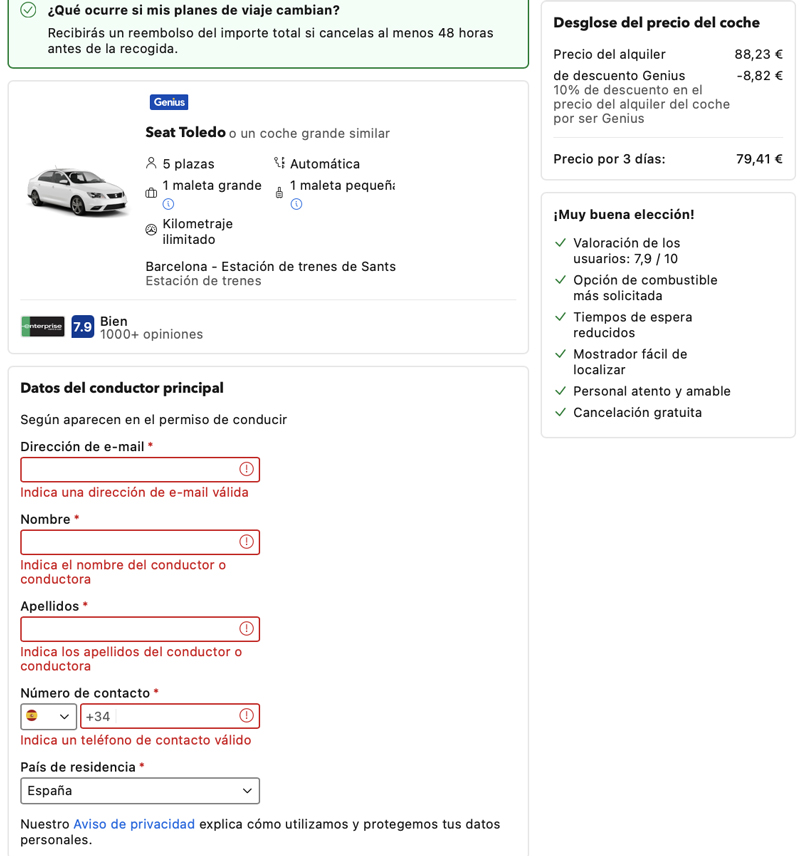 Reservar con descuento en Rentalcars