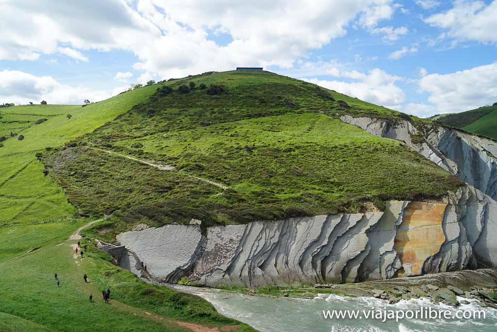 Senderismo - La ruta del Flysch a pie (Senderismo desde Zumaia a Deba) Las escaleras hacia la playa