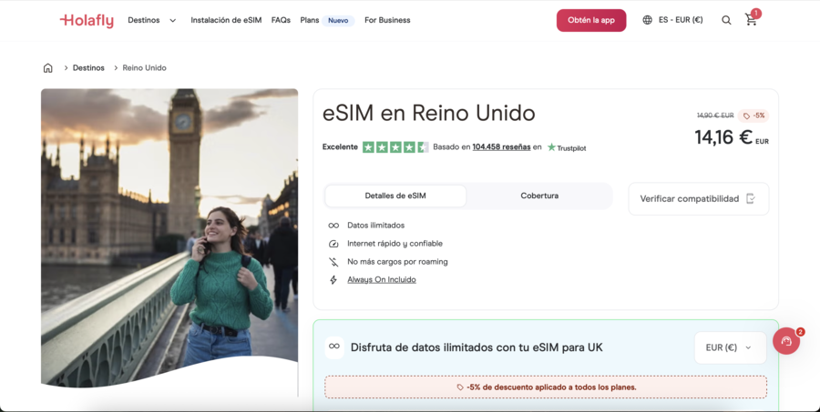 eSIM Holafly Reino Unido