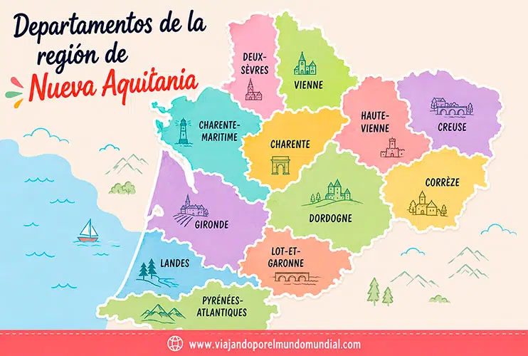 Mapa de Nueva Aquitania